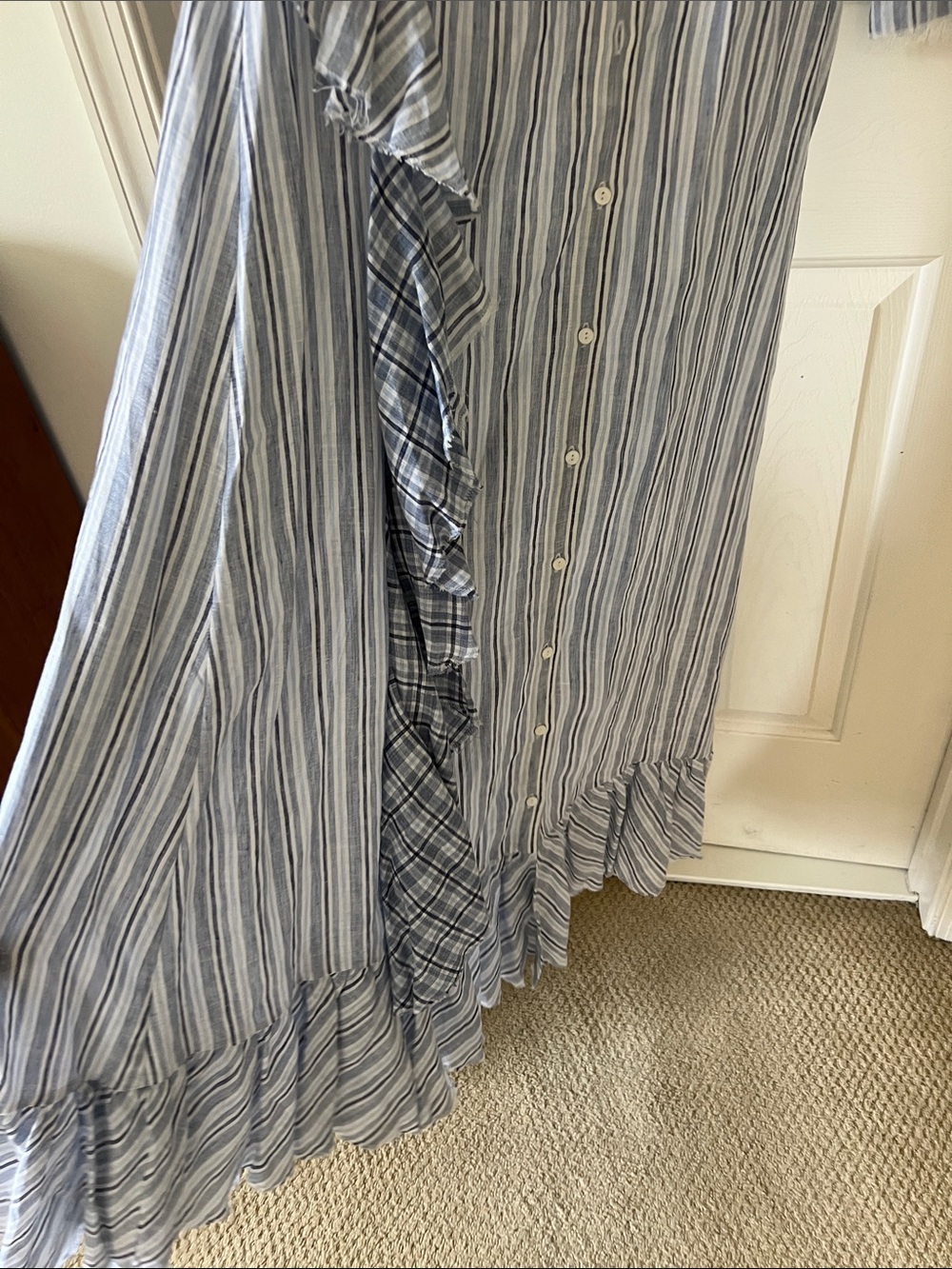 Ermanno Scervino Light Blue Striped Ruffle Maxi Dress - Picture 9 of 10